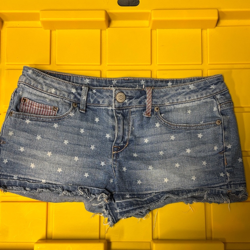 Aeropostale Light Blue Star-Print Denim Shorts